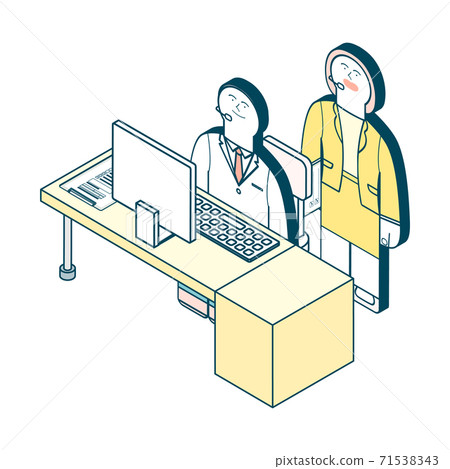 Men and women who receive telephone consultation_consultation counter / call center 71538343