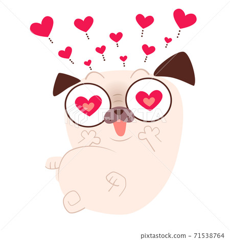 A humorous pug character with heart-shaped eyes A humorous pug character with heart-shaped eyes 71538764