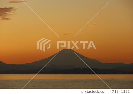 Mt. Fuji overlooking the Shonan sea in the evening 71541331