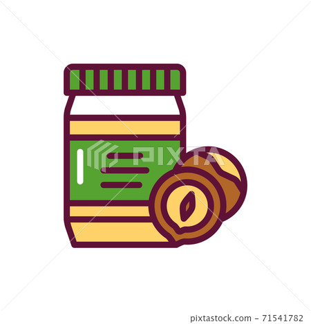 Hazelnut paste color line icon. Isolated vector element. Hazelnut paste color line icon. Isolated vector element. 71541782
