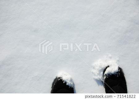 新鮮的雪和黑雪的鄉村靴 71541822