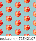 Seamless pattern with roses on a light gray-blue background. 71542107