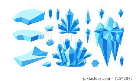 Iceberg with crystals for arctic landscapes. Set of crystal gems and glaciers for game design. Vector illustration 71542873