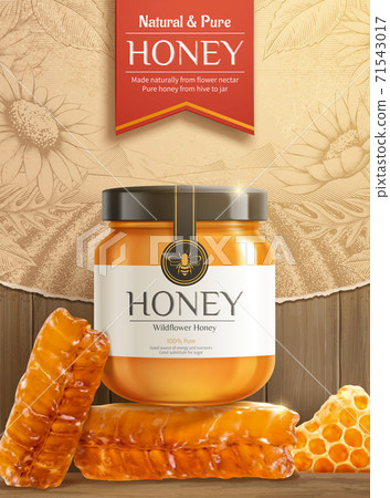 Engraving honey ad template 71543017