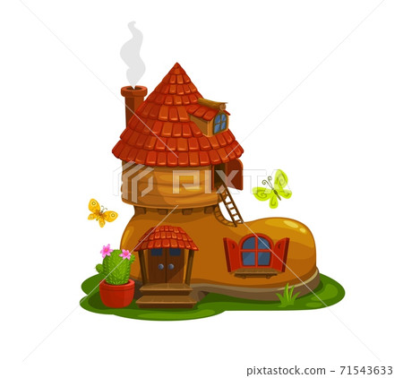 Gnome, dwarf fairytale house in boot vector 71543633