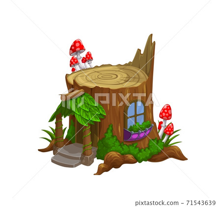Gnome Or Dwarf House In Tree Stub Cartoon Vector Stock Illustration 71543639 Pixta