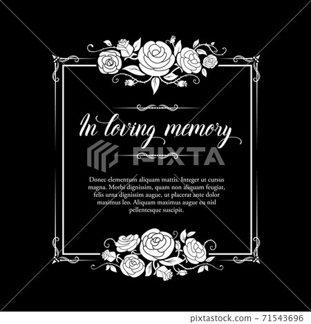 Funeral frame with roses ornament and condolence 71543696
