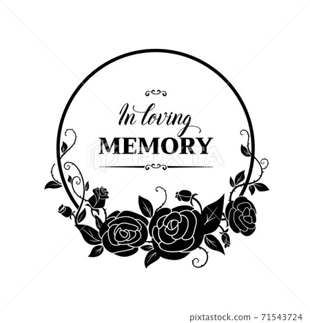 Funereal round frame with roses flowers and thorns 71543724