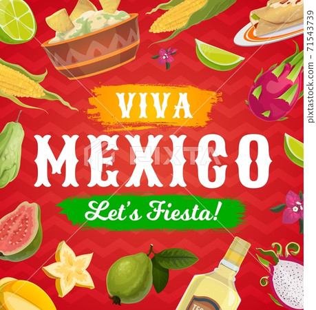 Viva Mexico fiesta party food and drink background 71543739