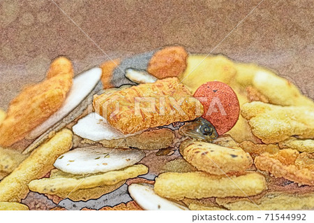 Simple snack "Okaki" colored pencil drawing style 71544992