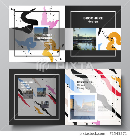 Vector layout of two covers templates for square design bifold brochure, flyer, magazine, cover design,book design, brochure cover, creative agency, corporate, business, portfolio, pitch deck, startup 71545271
