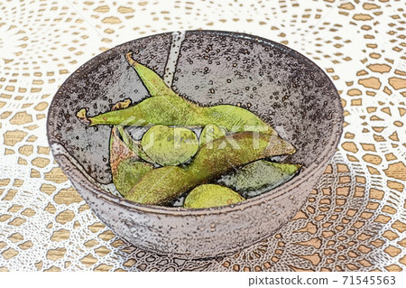 Home-cooked and simple home-cooked Tamba Sasayama's "salt-boiled black beans" colored pencil drawing style 71545563