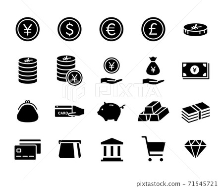 Set of money, finance and economy icons / business / currency / money / banknotes / bank / savings / cash / credit card Set of money, finance and economy icons / business / currency / money / banknotes / bank / savings / cash / credit card 71545721