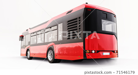 Mediun urban red bus on a white isolated background. 3d rendering. 71546179