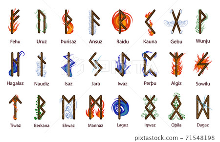 Swedo Runes A large set of Scandinavian runes, decorated... - Stock Illustration ...
