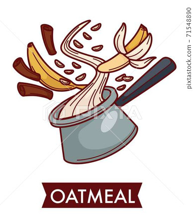 Oatmeal dish cereal food with fruit and spice cooking Oatmeal dish cereal food with fruit and spice cooking 71548890