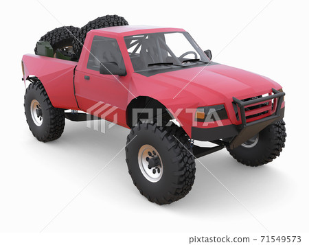 Most prepared red sports race truck for the desert terrain. 71549573