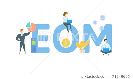 EOM, End of month. Concept with keywords, people and icons. Flat vector illustration. Isolated on white. 71549605