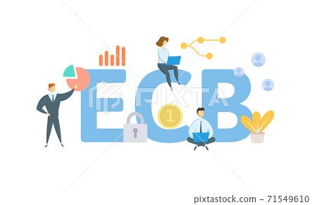 ECB, European Central Bank. Concept with keywords, people and icons. Flat vector illustration. Isolated on white. ECB, European Central Bank. Concept with keywords, people and icons. Flat vector illustration. Isolated on white. 71549610