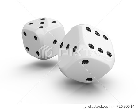 3d rendering two white dices isolated on white background 71550514