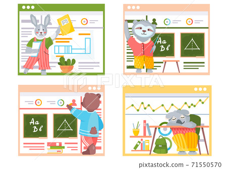 Animals in a classroom. Collection of funny... - Stock Illustration  [71550570] - PIXTA