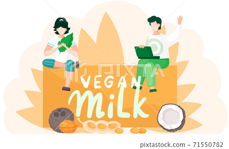 Veganism concept. Girs freelancer meditating. Healthy lifestyle. Vegan food, vegetarianism 71550782