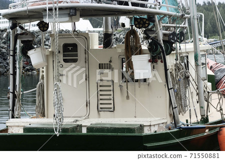 Ropes Hanging On A Commercial Fishing Boat In Haines Ropes Hanging On A Commercial Fishing Boat In Haines 71550881