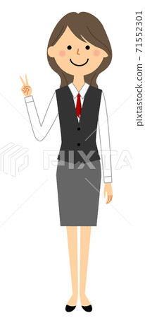 一個穿著制服做V形手勢的女人 一個穿著制服做V形手勢的女人 71552301