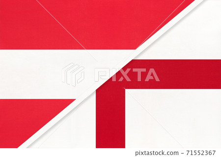 Austria and England, symbol of national flags from textile. Austria and England, symbol of national flags from textile. 71552367