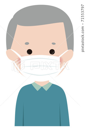 Masked man cute senior character prevention cold pollen 71553797