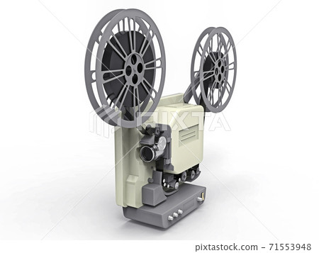 3d cinema film projector isolated on white background. 3d rendering. 71553948