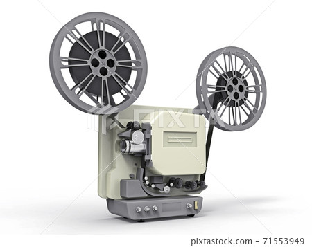 3d cinema film projector isolated on white background. 3d rendering. 71553949