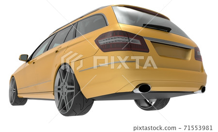Large yellow family business car with a sporty and at the same time comfortable handling. 3d rendering. 71553981