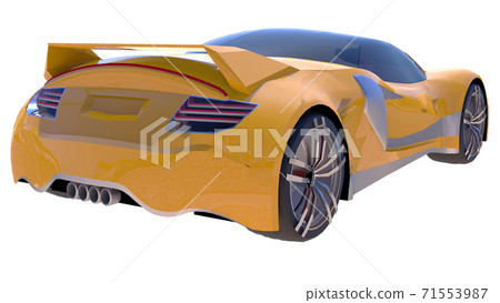 Yellow shiny conceptual sports car of the future. 71553987
