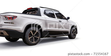 3D illustration of white concept cargo pickup truck on white isolated background. 3d rendering. 71554167