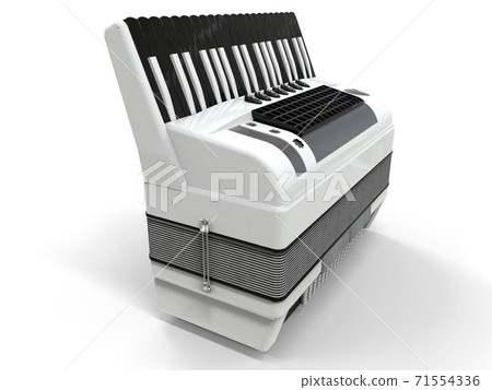 Black and white accordion on grey isolated background. 3d illustration. Black and white accordion on grey isolated background. 3d illustration. 71554336