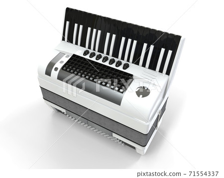 Black and white accordion on grey isolated background. 3d illustration. Black and white accordion on grey isolated background. 3d illustration. 71554337