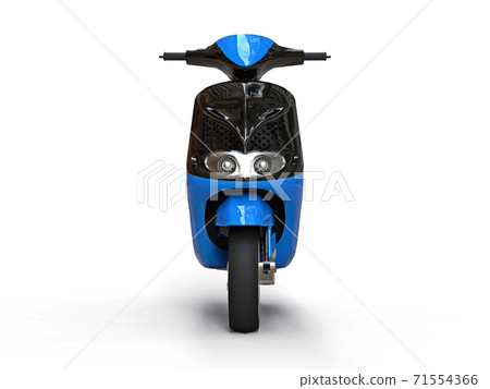 Modern urban black and blue moped on a white background. 3d illustration. 71554366