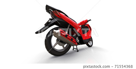 Modern urban red moped on a white background. 3d illustration. Modern urban red moped on a white background. 3d illustration. 71554368