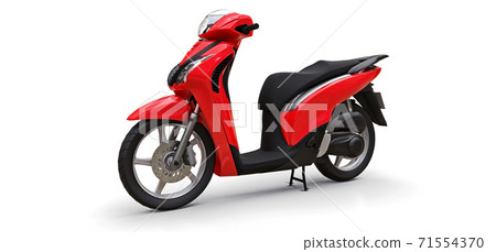 Modern urban red moped on a white background. 3d illustration. 71554370