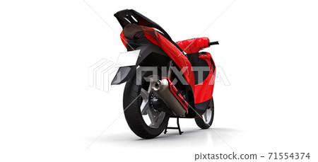 Modern urban red moped on a white background. 3d illustration. Modern urban red moped on a white background. 3d illustration. 71554374