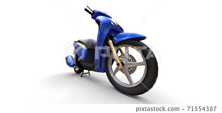 Modern urban blue moped on a white background. 3d illustration. 71554387