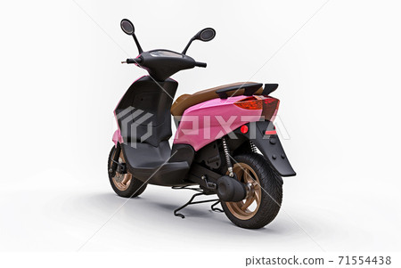 Modern urban pink moped on a white background. 3d illustration. Modern urban pink moped on a white background. 3d illustration. 71554438