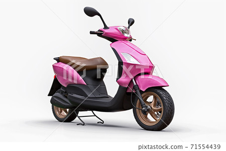 Modern urban pink moped on a white background. 3d illustration. Modern urban pink moped on a white background. 3d illustration. 71554439