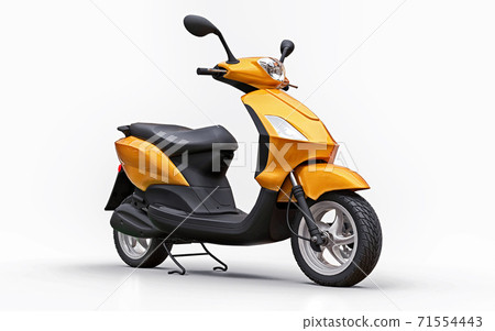 Modern urban orange moped on a white background. 3d illustration. Modern urban orange moped on a white background. 3d illustration. 71554443