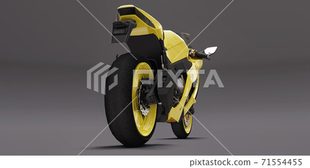 3d yellow super sports motorbike on gray background. 3d illustration. 71554455