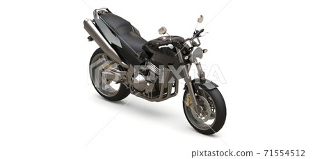Black urban sport two-seater motorcycle on a white background. 3d illustration. Black urban sport two-seater motorcycle on a white background. 3d illustration. 71554512