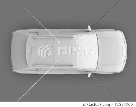 Compact city crossover white color on a gray glossy background with reflections. 3d rendering. 71554700