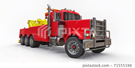 Red cargo tow truck to transport other big... - Stock Illustration ...