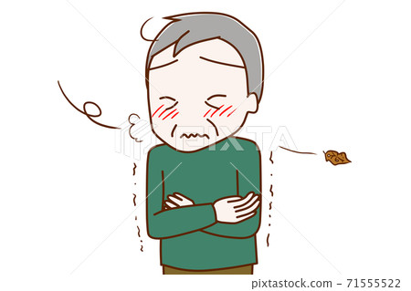 An elderly man who trembles in the cold north wind - Stock Illustration ...